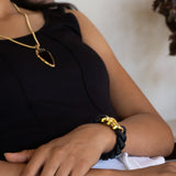 Curb Black 18K Gold Stainless Steel Anti Tarnish Bracelet For Women