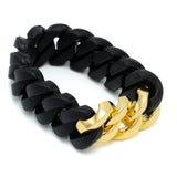 Curb Black 18K Gold Stainless Steel Anti Tarnish Bracelet For Women