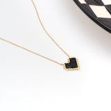 Heart Crystal Black 18K Gold Stainless Steel Anti Tarnish Necklace Pendant Chain For Women