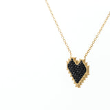 Heart Crystal Black 18K Gold Stainless Steel Anti Tarnish Necklace Pendant Chain For Women