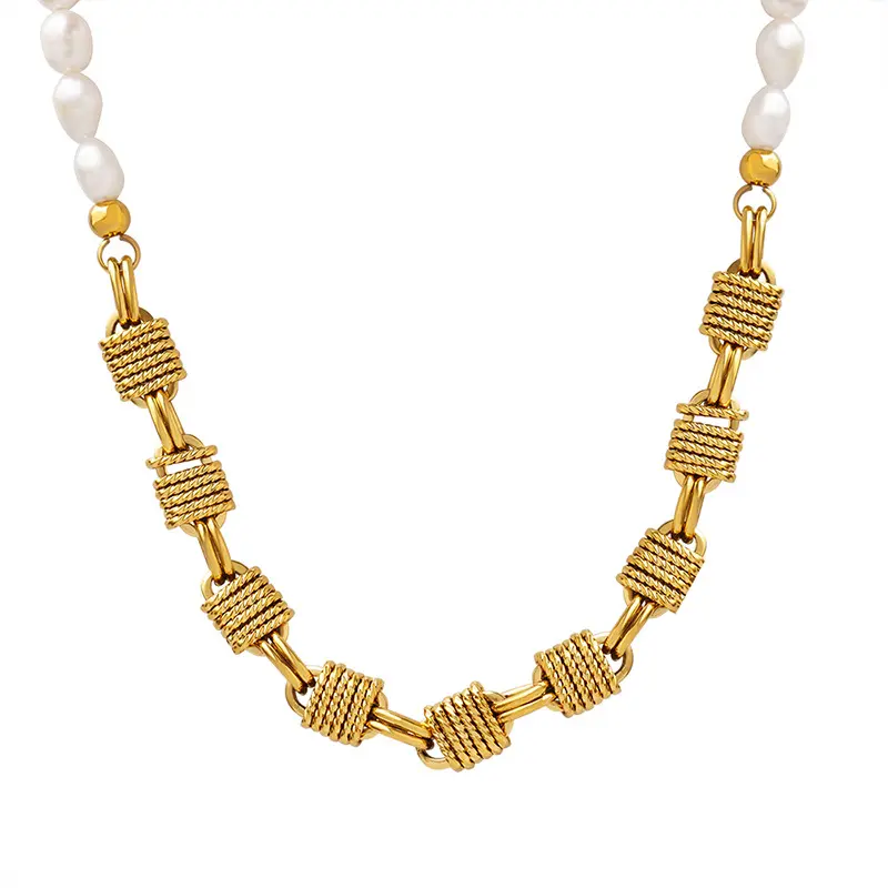 Majorie Pearl White 18K Gold Stainless Steel Anti Tarnish Necklace For Women