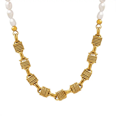 Majorie Pearl White 18K Gold Stainless Steel Anti Tarnish Necklace For Women