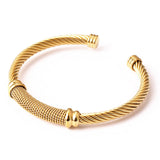 Retro Rope 18K Gold Brass Anti Tarnish Cuff Bracelet For Women