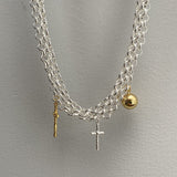 Cross Ball Charm Silver 18K Gold Brass Anti Tarnish Necklace For Women