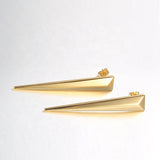 Long Triangle 18K Gold Brass Anti Tarnish Dangler Stud Earring For Women