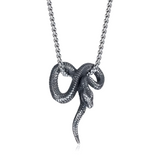 Snake Silver Black Stainless Steel Anti Tarnish Necklace Pendant Chain For Men