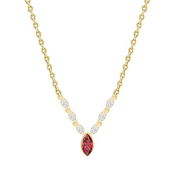 Elegant Marquise Cut Rose Silver Gold CZ Anti Tarnish Brass Necklace
