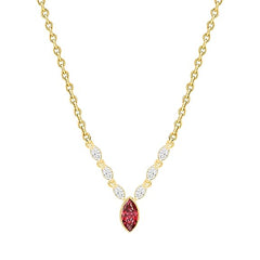 Elegant Marquise Cut Rose Silver Gold CZ Anti Tarnish Brass Necklace
