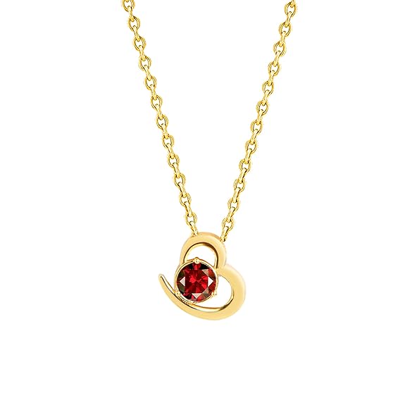 Elegant Heart Ruby Red Rose Silver Gold CZ Anti Tarnish Brass Necklace