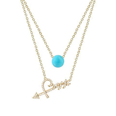 Trendy Layered Arrow Design Rose Silver Gold Plated CZ Brass Necklace