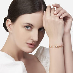 Minimal Oval Link Chain Rose Silver Gold CZ Anti Tarnish Brass Bracelet