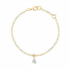 Minimalist Chain Teardrop Rose Silver Gold CZ Anti Tarnish Brass Anklets