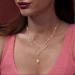 Dainty Double Layer Rose Silver Gold Plated CZ Pearl Brass Necklace