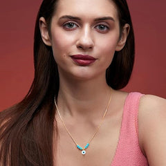 Modern Evil Eye Rose Silver Gold Enamel Anti Tarnish Brass Necklace
