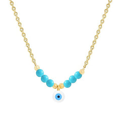 Modern Evil Eye Rose Silver Gold Enamel Anti Tarnish Brass Necklace