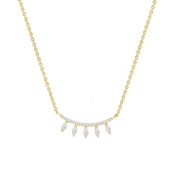 Minimalist Leaf Rose Silver Gold Plated CZ Anti Tarnish Brass Necklace