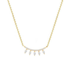 Minimalist Leaf Rose Silver Gold Plated CZ Anti Tarnish Brass Necklace