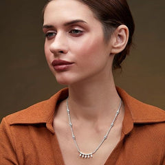 Minimalist Leaf Rose Silver Gold Plated CZ Anti Tarnish Brass Necklace