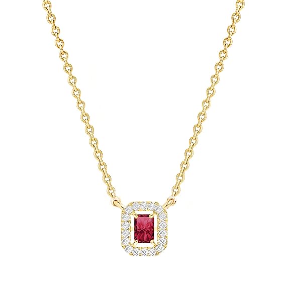 Minimal Emerald Cut Rose Silver Gold CZ Anti Tarnish Brass Necklace