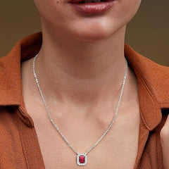 Minimal Emerald Cut Rose Silver Gold CZ Anti Tarnish Brass Necklace
