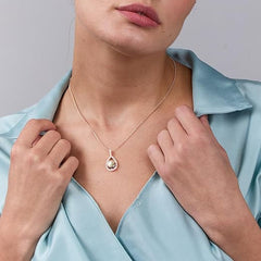 Pearl Teardrop Frame Rose Silver Gold CZ Anti Tarnish Brass Necklace