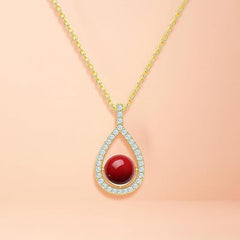 Classic Teardrop Halo Rose Silver Gold CZ Anti Tarnish Brass Necklace