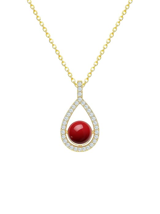 Classic Teardrop Halo Rose Silver Gold CZ Anti Tarnish Brass Necklace