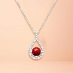 Classic Teardrop Halo Rose Silver Gold CZ Anti Tarnish Brass Necklace