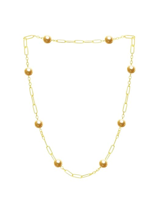 Designer Paperclip Rose Silver Gold Pearl Anti Tarnish Brass Necklace