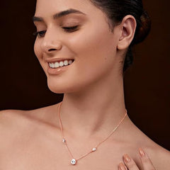 Elegant Pear Cut Rose Silver Gold Plated CZ Anti Tarnish Brass Necklace