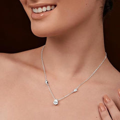 Elegant Pear Cut Rose Silver Gold Plated CZ Anti Tarnish Brass Necklace