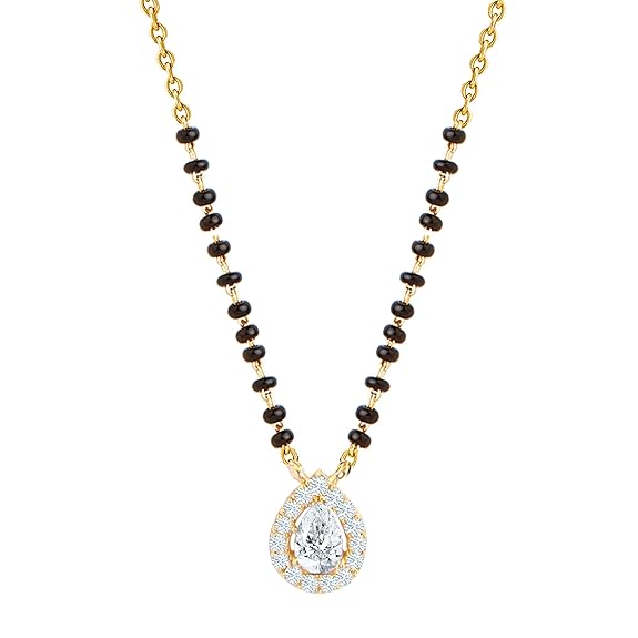 Designer Teardrop Rose Silver Gold CZ Anti Tarnish Brass Mangalsutra