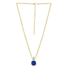 Blue Elegant Cushion-Cut Rose Silver Yellow Gold CZ Brass Pendant Chain