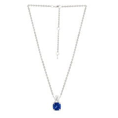 Blue Elegant Cushion-Cut Rose Silver Yellow Gold CZ Brass Pendant Chain
