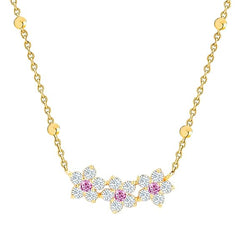 Elegant Floral Rose Silver Gold Plated CZ Anti Tarnish Brass Necklace