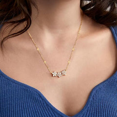 Elegant Floral Rose Silver Gold Plated CZ Anti Tarnish Brass Necklace