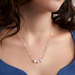Elegant Floral Rose Silver Gold Plated CZ Anti Tarnish Brass Necklace