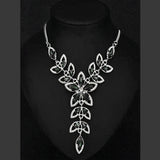 Party Floral Black Crystal Cz American Diamond Silver Plated Necklace