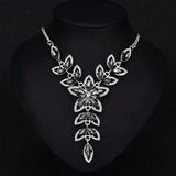 Party Floral Black Crystal Cz American Diamond Silver Plated Necklace