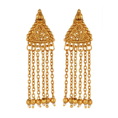 Temple Antique Kundan Red Pearl 22K Gold Earring Necklace Set