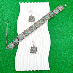 Oxidised Afghani Bohemian Tribal German Silver Choker Necklace Earring