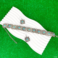 Oxidised Afghani Bohemian Tribal German Silver Choker Necklace Earring