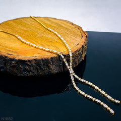 Eternity Long Baguette Cubic Zirconia 18K Gold Adjustable Slider Necklace for Women