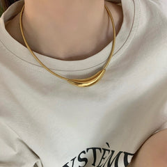 Glossy 18K Gold Anti Tarnish Stainless Steel Magnetic Clasp Choker Necklace For Women