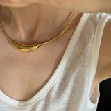 Glossy 18K Gold Anti Tarnish Stainless Steel Magnetic Clasp Choker Necklace For Women