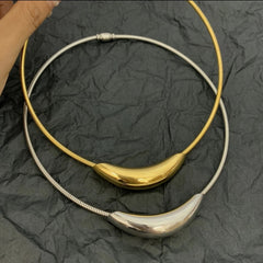 Glossy 18K Gold Anti Tarnish Stainless Steel Magnetic Clasp Choker Necklace For Women
