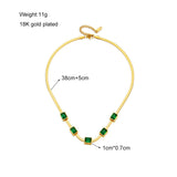 Three Emerald Green Snake 18K Gold Anti Tarnish Stainless Steel Necklace for Women