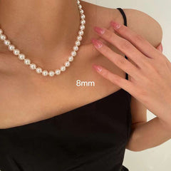 Fresh Water 6mm Pearl Strand 18K Gold Anti Tarnish Necklace for Women