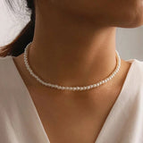 Simple Pearl White 18K Gold Anti Tarnish Necklace For Women