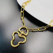 Mickey Mouse 18K Gold Anti Tarnish Link Pendant Chain Necklace For Women